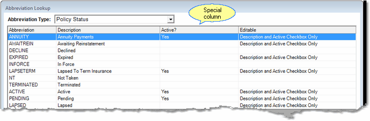 Policy Status Lookup Screen