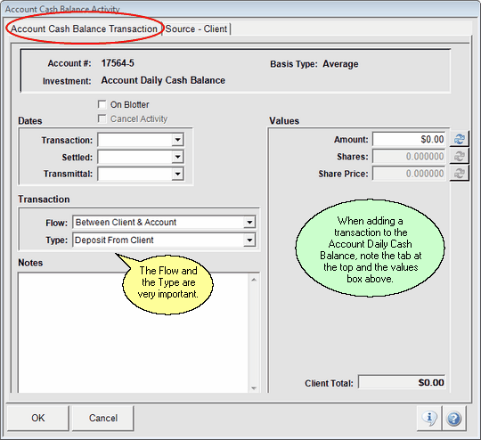 Adding A Cash Flow Into The Account From The Client Adding A Cash Flow Into The Account From The Client