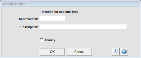 Add or Modify Investment Account Type Add or Modify Investment Account Type