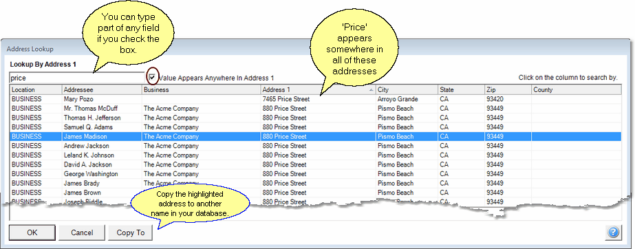 Looking up a name using just the address. Looking up a name using just the address.