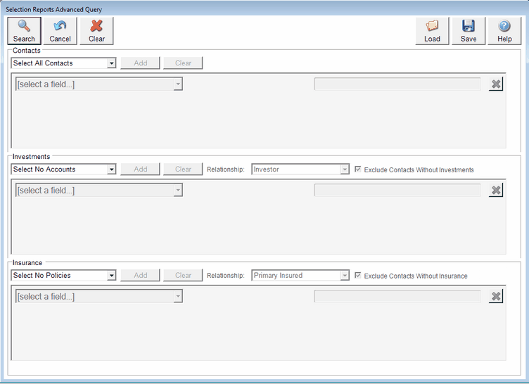 Screen 1: Advanced Query Screen Before Any Choices Screen 1: Advanced Query Screen Before Any Choices