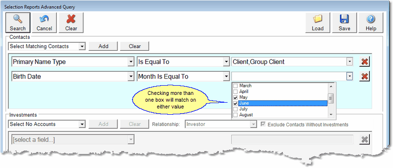 Screen 6: Choose the Months to match from the list. Screen 6: Choose the Months to match from the list.