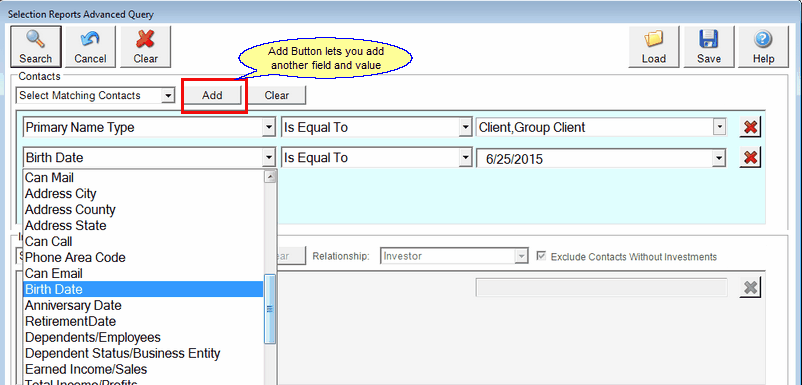 Screen 4: Adding Birth Date to the list Screen 4: Adding Birth Date to the list
