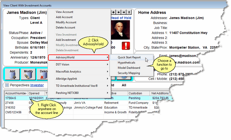 View Client With Accounts Right Click Menu View Client With Accounts Right Click Menu
