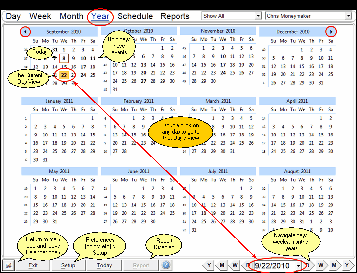 Calendar Year View Calendar Year View