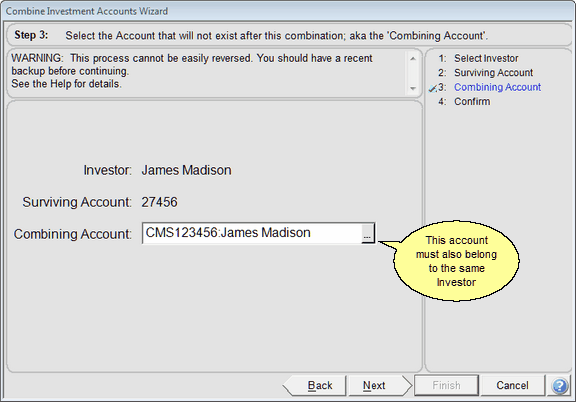 Combine Accounts Wizard Step 3 Combine Accounts Wizard Step 3