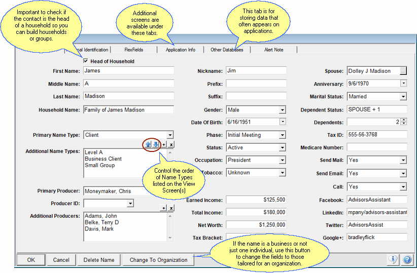 Edit Name Fields - Detail Tab