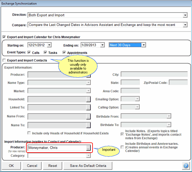 Synchronization Screen For Exchange Server Using Outlook Web App (OWA)