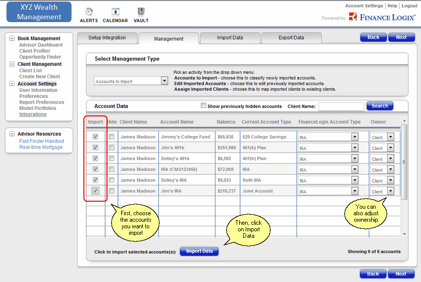 Choose The Accounts To Import Choose The Accounts To Import