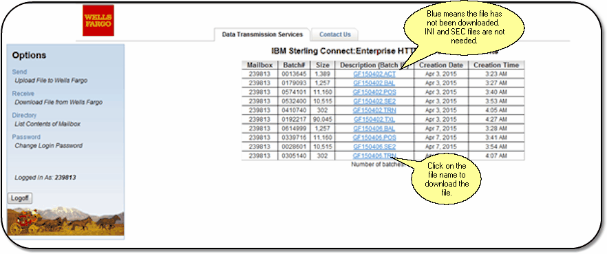 First Clearing Files Screen. There may be several days of files to download. First Clearing Files Screen. There may be several days of files to download.