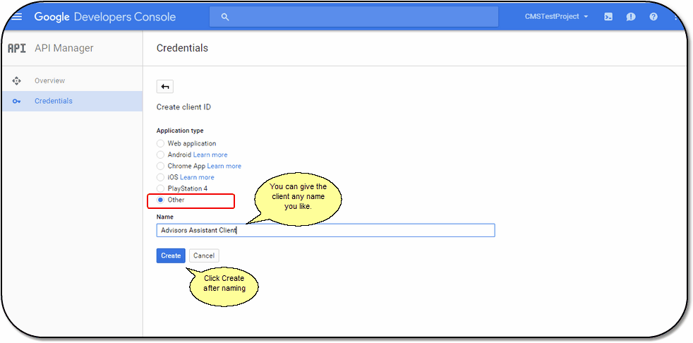 Screen 9: Choose Other and name your client Screen 9: Choose Other and name your client