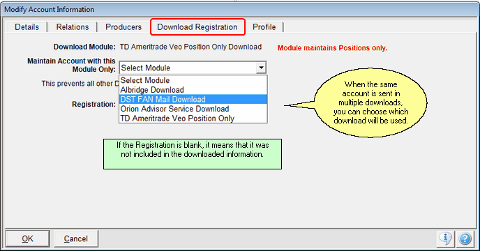 Tab is only available when the account has been downloaded