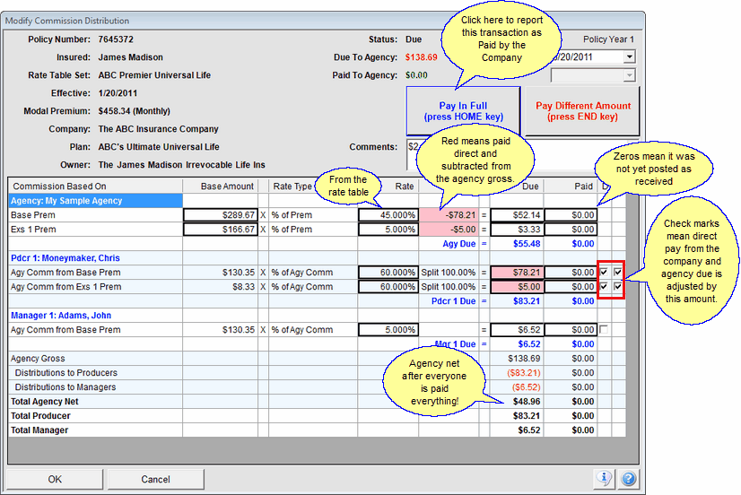 The Details Of A Single Commission Transaction Agent &amp; Manager Paid Direct         