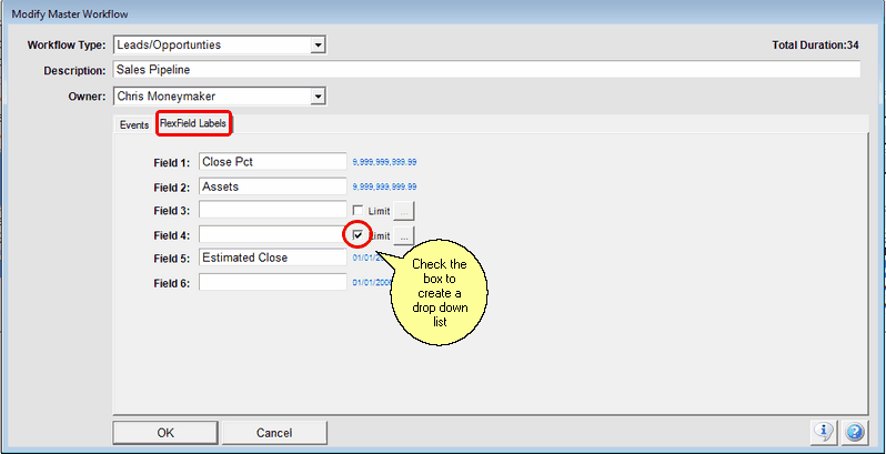 Screen 4: FlexFields are defined for the Master Workflow
