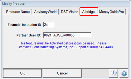 Setting up an advisor for Albridge Applink or Downloads Setting up an advisor for Albridge Applink or Downloads