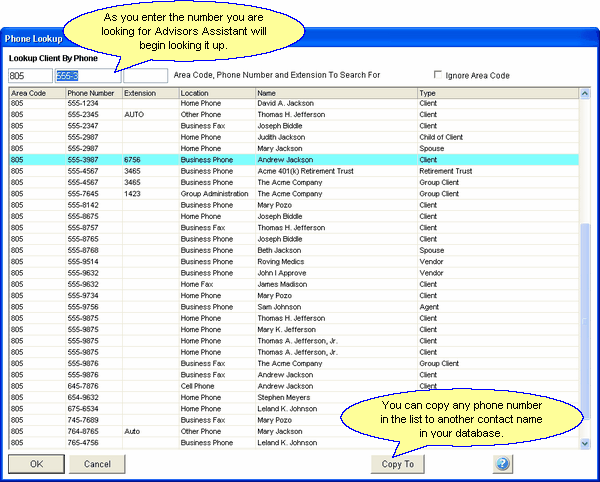 Looking up a name by phone number. Looking up a name by phone number.