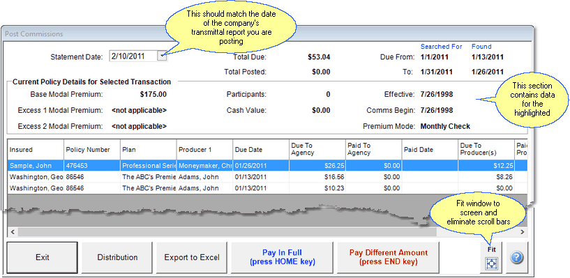 Post Commissions Screen Post Commissions Screen