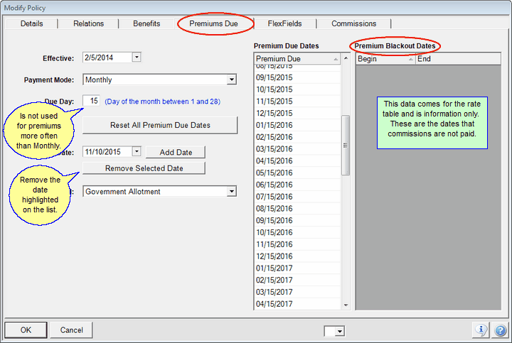 Premiums Due Calendar Premiums Due Calendar