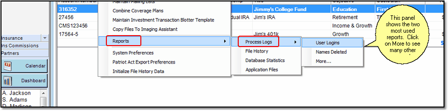 Select Reports from the Admin Menu