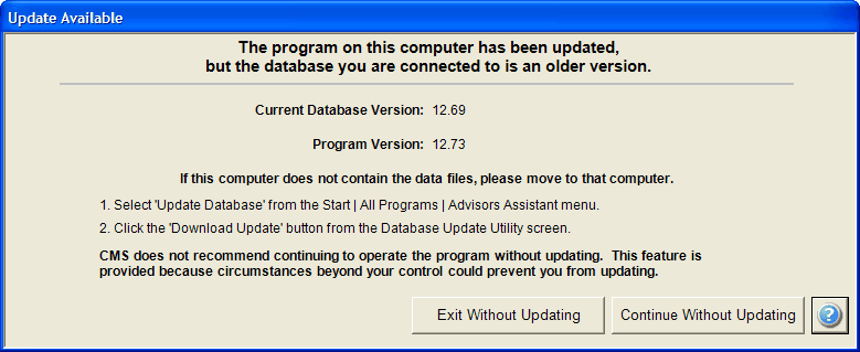 ProgramUpdatedDatabaseNot