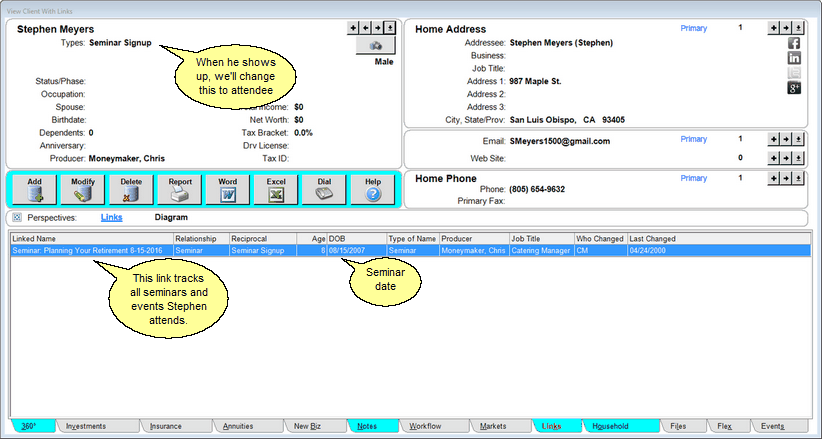 Figure 3: Link the Signup to the Actual Seminar