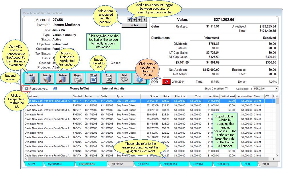 View Account With Transactions View Account With Transactions