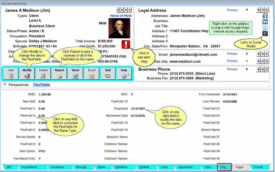 View Client With Flex Fields