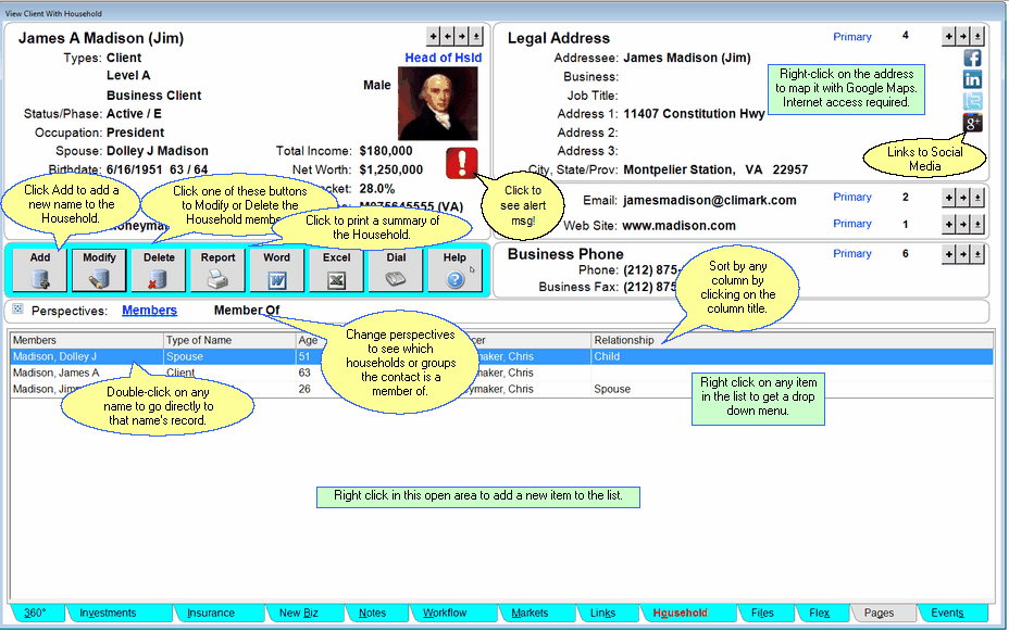 View Client With Household - Members Perspective