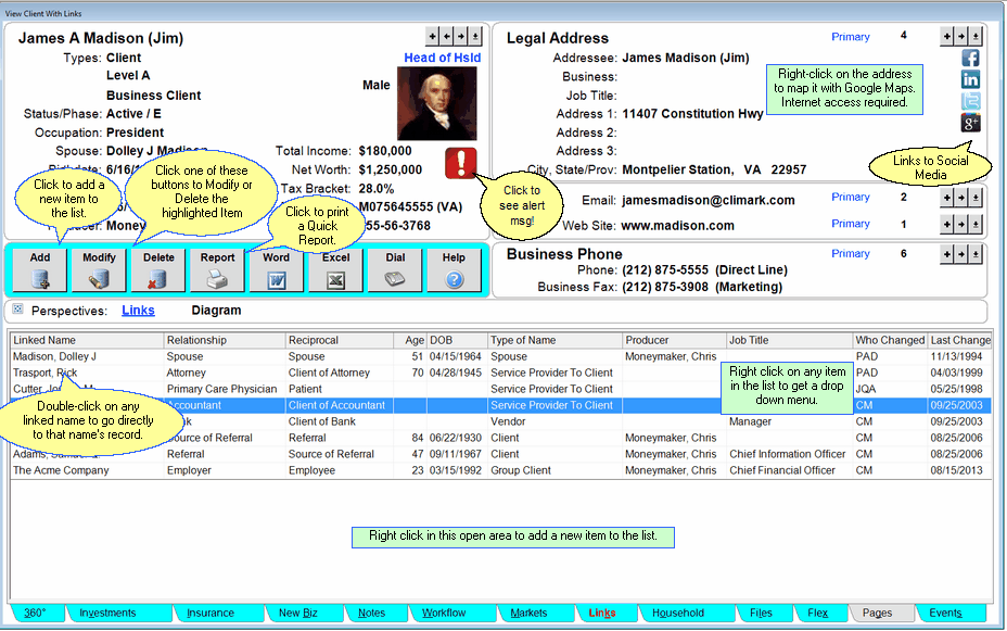 View Client With Links View Client With Links