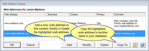 Looking up the web addresses for one name. Looking up the web addresses for one name.